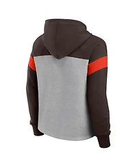 Fanatics Women's Heather Gray/Brown Cleveland Browns Bold Play Call Pullover Hoodie