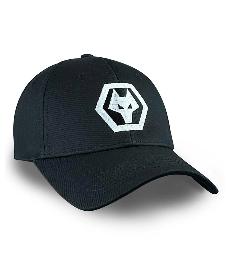 1863FC Men's Black Wolverhampton Wanderers Mono Badge Adjustable Hat