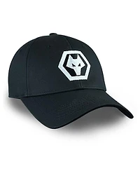 1863FC Men's Black Wolverhampton Wanderers Mono Badge Adjustable Hat