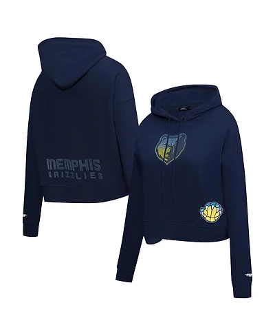 Pro Standard Women's Navy Memphis Grizzlies Jewels Cropped Pullover Hoodie