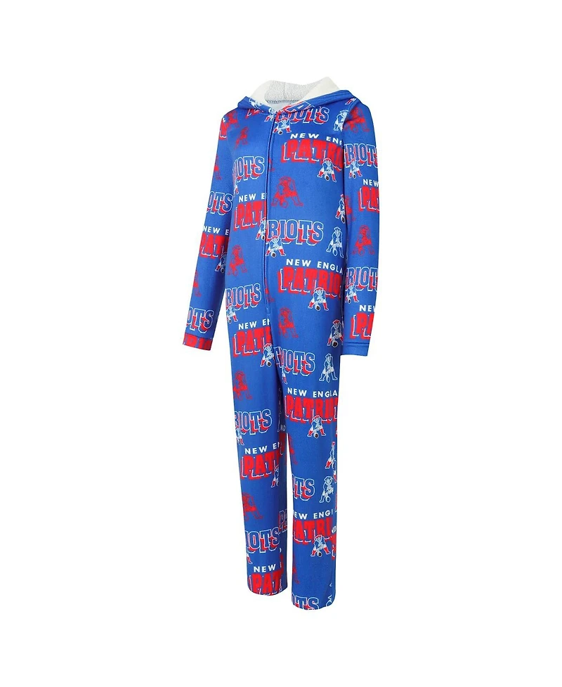 Concepts Sport Women's Royal New England Patriots Roadway Allover Print Microfleece Full-Zip Union Suit