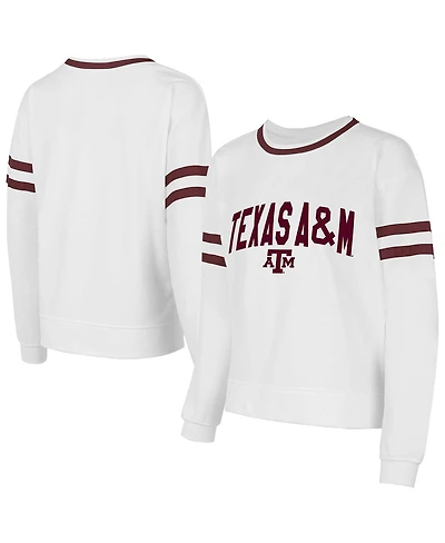 Concepts Sport Women's White Texas A M Aggies Borough French Terry Arch Over Long Sleeve Top