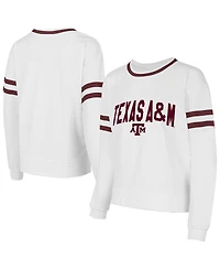 Concepts Sport Women's White Texas A M Aggies Borough French Terry Arch Over Long Sleeve Top