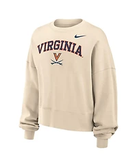 Nike Women's Natural Virginia Cavaliers Phoenix Fleece Oversized Cropped Sweatshirt