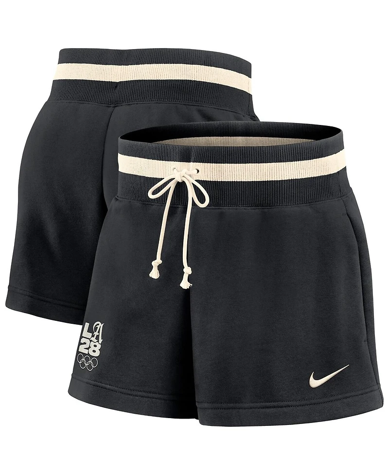 Nike Women's Black LA28 Summer Olympics Phoenix Fleece High Rise Shorts