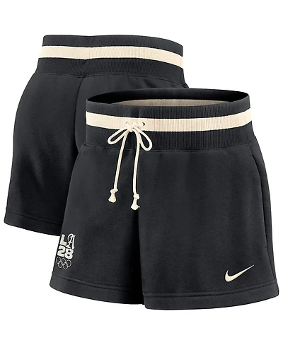 Nike Women's Black LA28 Summer Olympics Phoenix Fleece High Rise Shorts