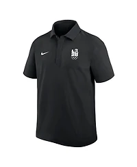 Nike Men's Black LA28 Summer Script Logo Woven Polo Shirt
