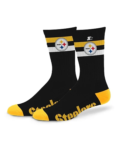 Starter Men's and Women's Pittsburgh Steelers Team Color Two-Stripe Crew Socks