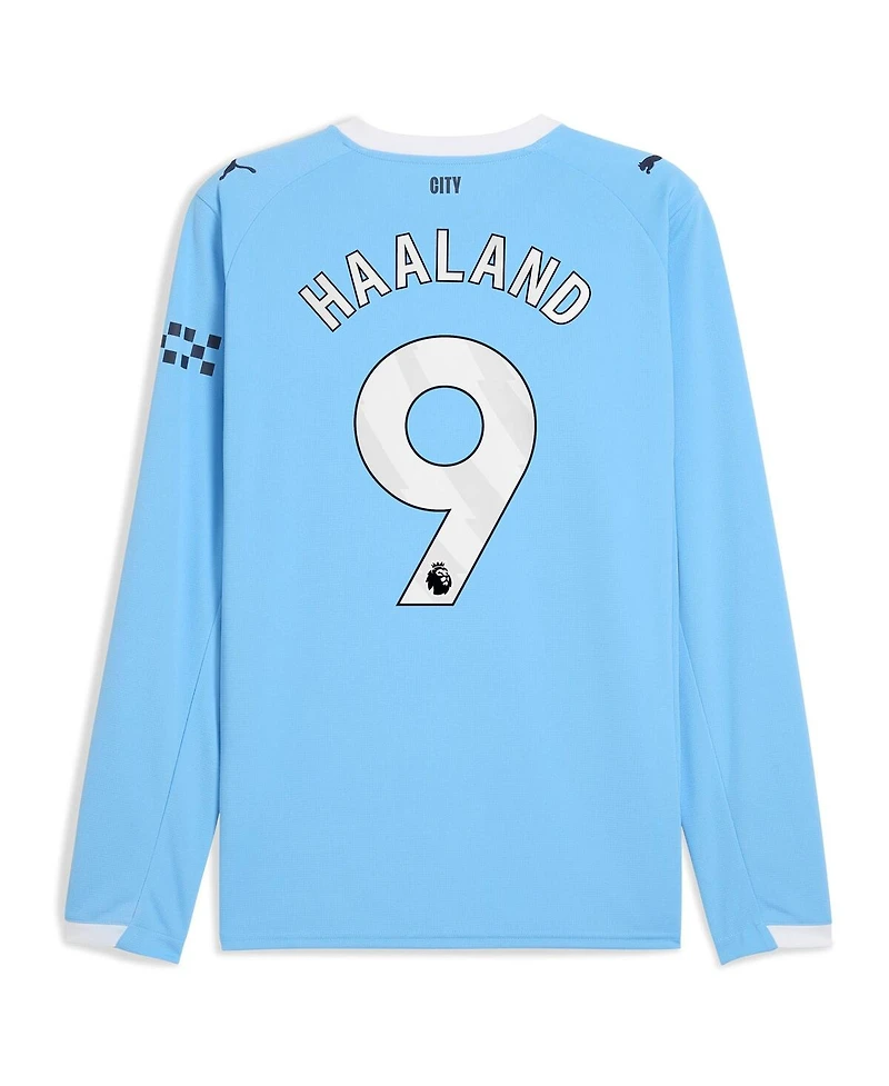 Puma Men's Erling Haaland Sky Blue Manchester City 2025/26 Home Replica Long Sleeve Player Jersey