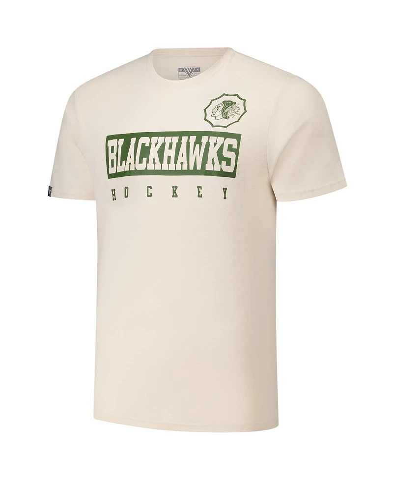 Levelwear Men's Connor Bedard Khaki Chicago Blackhawks 2024 Nhl Military Appreciation Richmond Delta Player Name Number T-Shirt