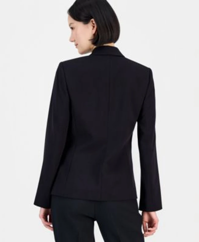 Tahari Asl Womens One Button Blazer With Inner Elastic Retractable Sleeves Shannon Suit Straight Leg Pants