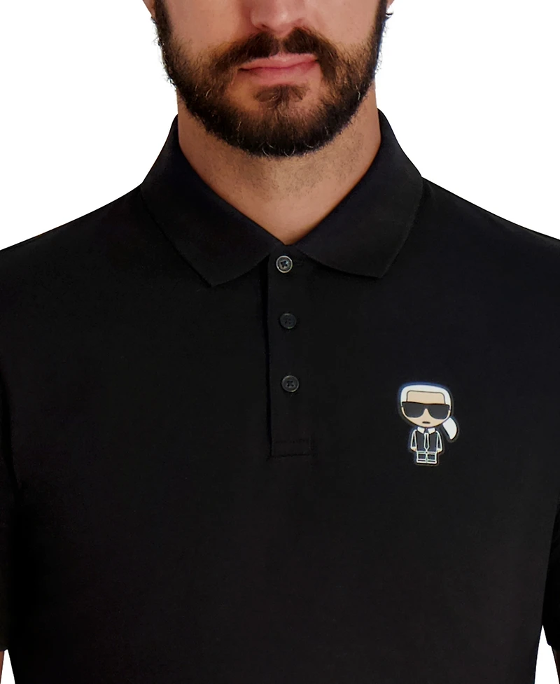 Karl Lagerfeld Paris Men's 3-Button Placket Short Sleeve Polo Shirt