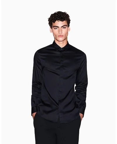 A|X Armani Exchange Men's Night Lab Satin Woven Shirt