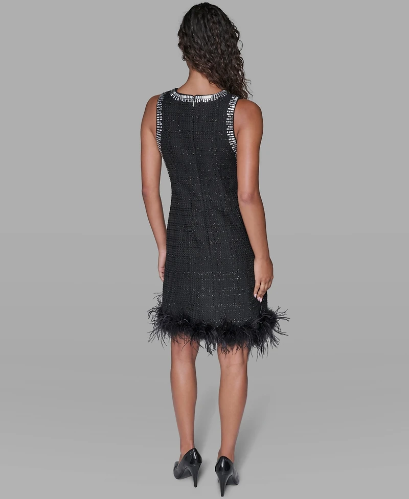 Karl Lagerfeld Paris Women's V-Neck Embellished Shift Dress