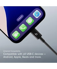 Beats Usb-c to Usb-c Woven Cable 2 Pack Fast Charging Durable/Tangle-Free Compatible Charger for Apple & Android Devices (1.5 m, 5 ft) - Bolt Black