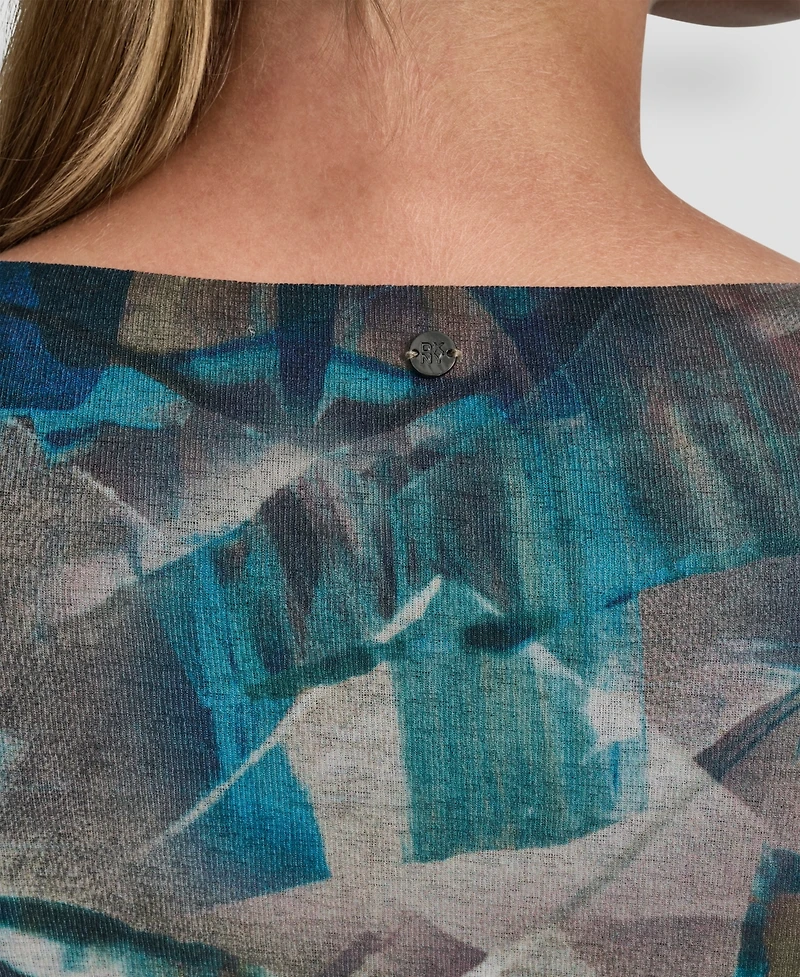 Dkny Women's Drape Neck Short Sleeves Top