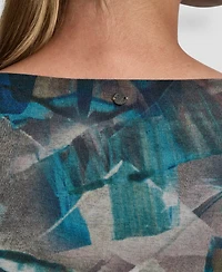 Dkny Women's Drape Neck Short Sleeves Top