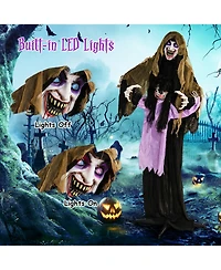 Lighted and Animated Halloween Decoration 63” Outdoor Animatronic Halloween Vampire w/ Led Vocally Triggered Sound & Motion Effect