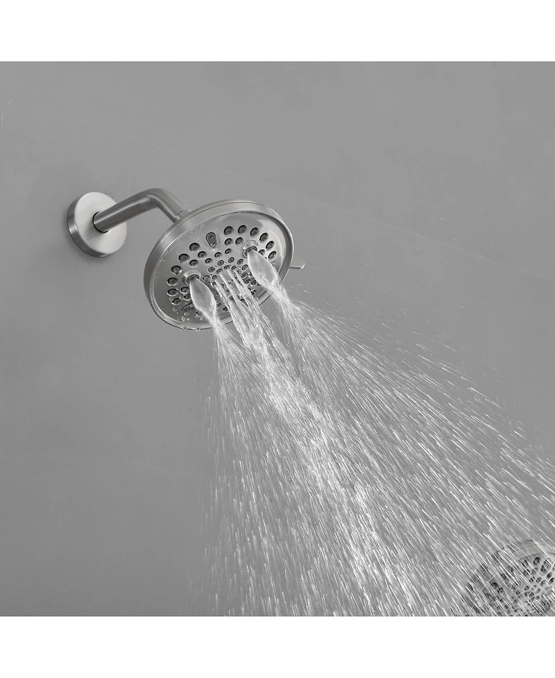 Single-Handle 1-Spray Round Rain Shower Faucet Set with Head & Hand Brushed Nickel (Valve Included)