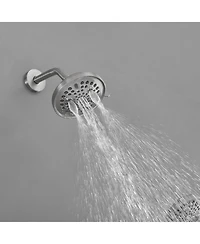 Single-Handle 1-Spray Round Rain Shower Faucet Set with Head & Hand Brushed Nickel (Valve Included)
