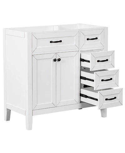 Casainc 36" Bathroom Vanity, Cabinet Base Only, with Drawers, Solid Frame and Mdf Board