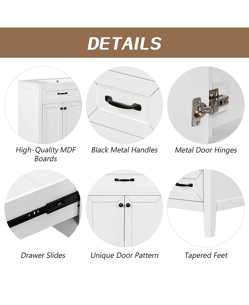 Casainc 36" Bathroom Vanity, Cabinet Base Only, with Drawers, Solid Frame and Mdf Board