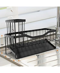Cheer Collection Stainless Steel Sink Caddy – Sponge and Brush Holder with Self-Draining Tray