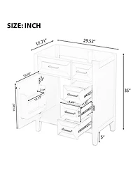 Casainc 30" Bathroom Vanity, Cabinet Base Only, Bathroom Cabinet with Drawers, Solid Frame and Mdf Board
