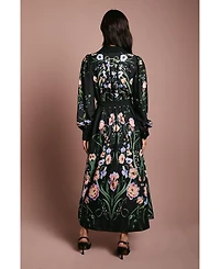 Coast Women's Print Shirt Dress With Lace Trims