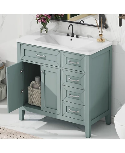 Casainc 36" Bathroom Vanity with Sink Combo, Cabinet Drawers, Solid Frame and Mdf Board