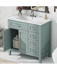 Casainc 36" Bathroom Vanity with Sink Combo, Cabinet Drawers, Solid Frame and Mdf Board