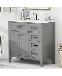 Casainc 36" Bathroom Vanity with Sink Combo, Cabinet Drawers, Solid Frame and Mdf Board