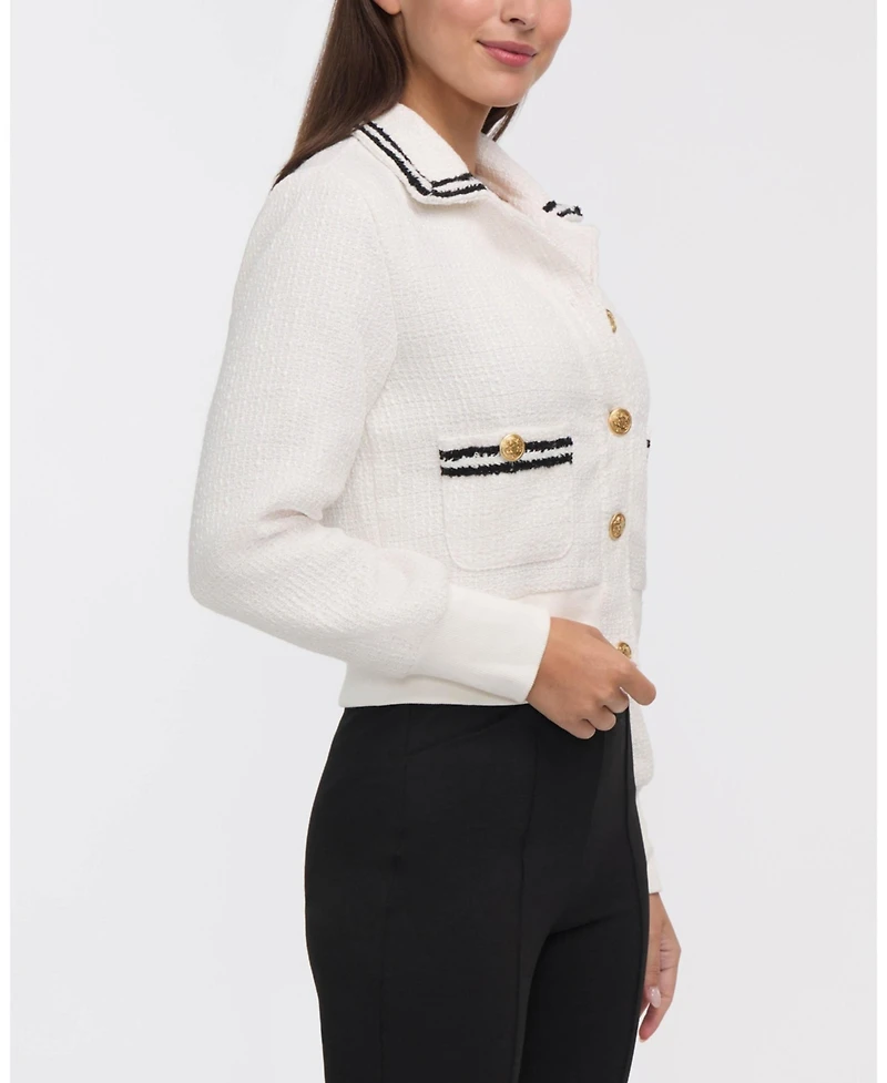 Ellen Tracy Women's Boucle Jacket with Tweed Trim