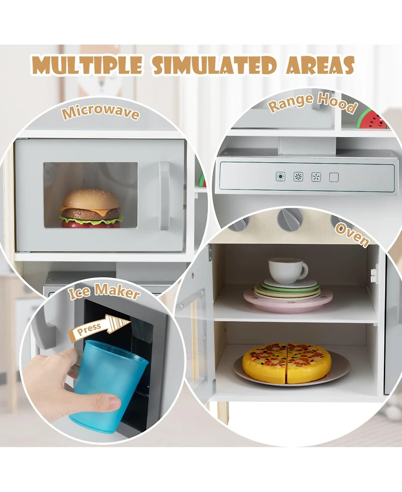Sugift Wooden Pretend Play Kitchen Set for Toddlers