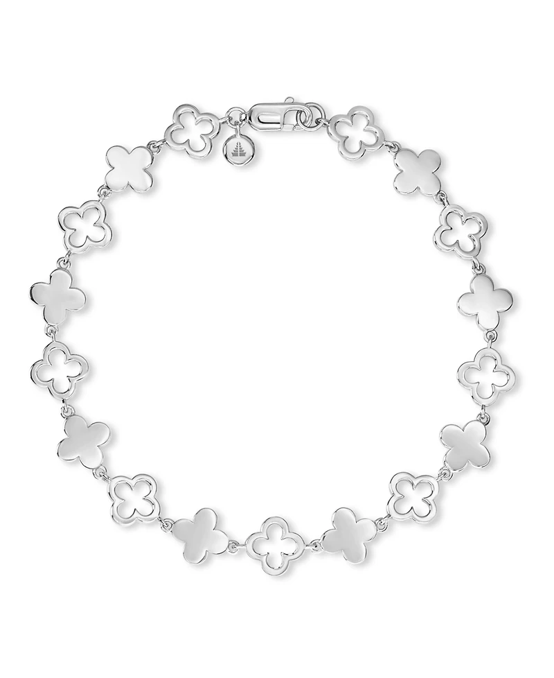 Devata Clover Chain Bracelet Rhodium Plated Sterling Silver,