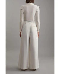 Karen Millen Women's Pleat Detail Wide Leg Pants