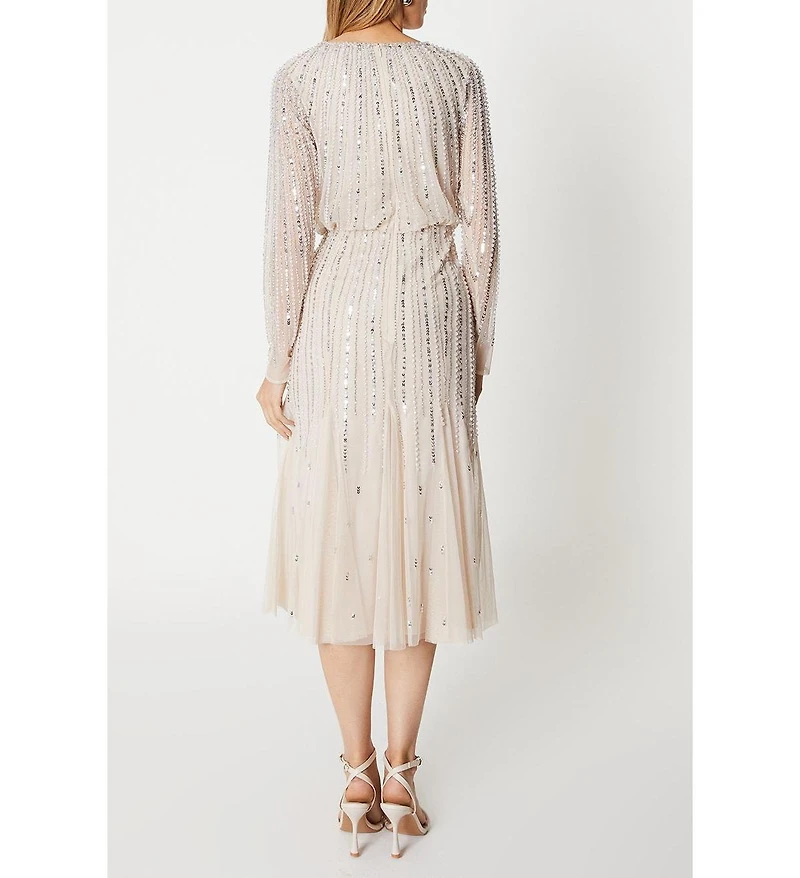 Coast Women's Party Sequin Long Sleeve Midi Dress