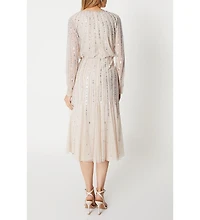 Coast Women's Party Sequin Long Sleeve Midi Dress