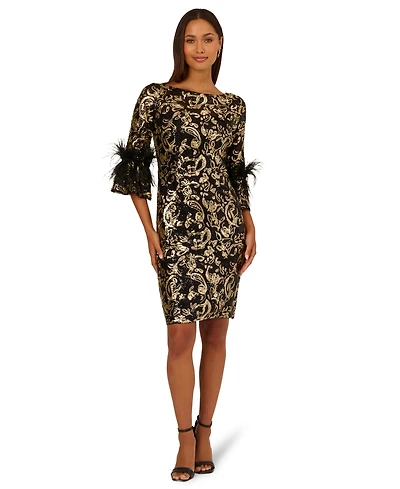 Adrianna Papell Plus Sequin Embroidered Cocktail Dress