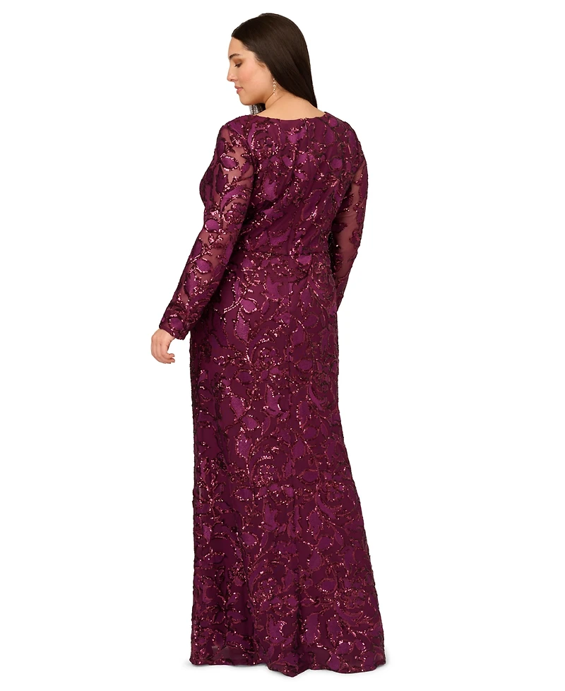 Adrianna Papell Plus Sequin Stretch Mermaid Gown