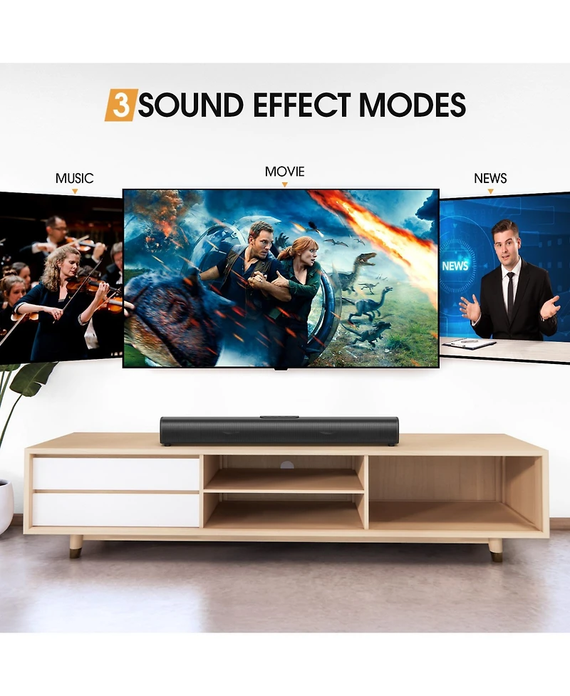 Sound Bar for Tv with 3D Surround Sound and Dual Bass Technology