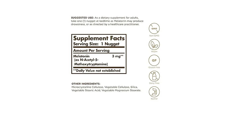 Solgar Melatonin, 3 mg, 120 Nuggets