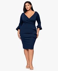 Betsy & Adam Plus 3/4-Sleeve Sheath Midi Dress