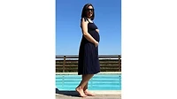 Pinkblush Maternity Beige Smocked Tie Strap Midi Dress