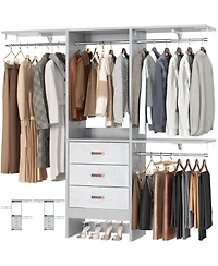 Aheaplus 5FT Small Closet Organizer System with 3 Fabric Drawers, 60" Shelving Towers