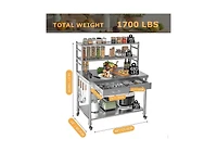 Aecojoy Stainless Steel Table with Shelves and Drawer 48"x24" Prep Table for Commercial Kitchen