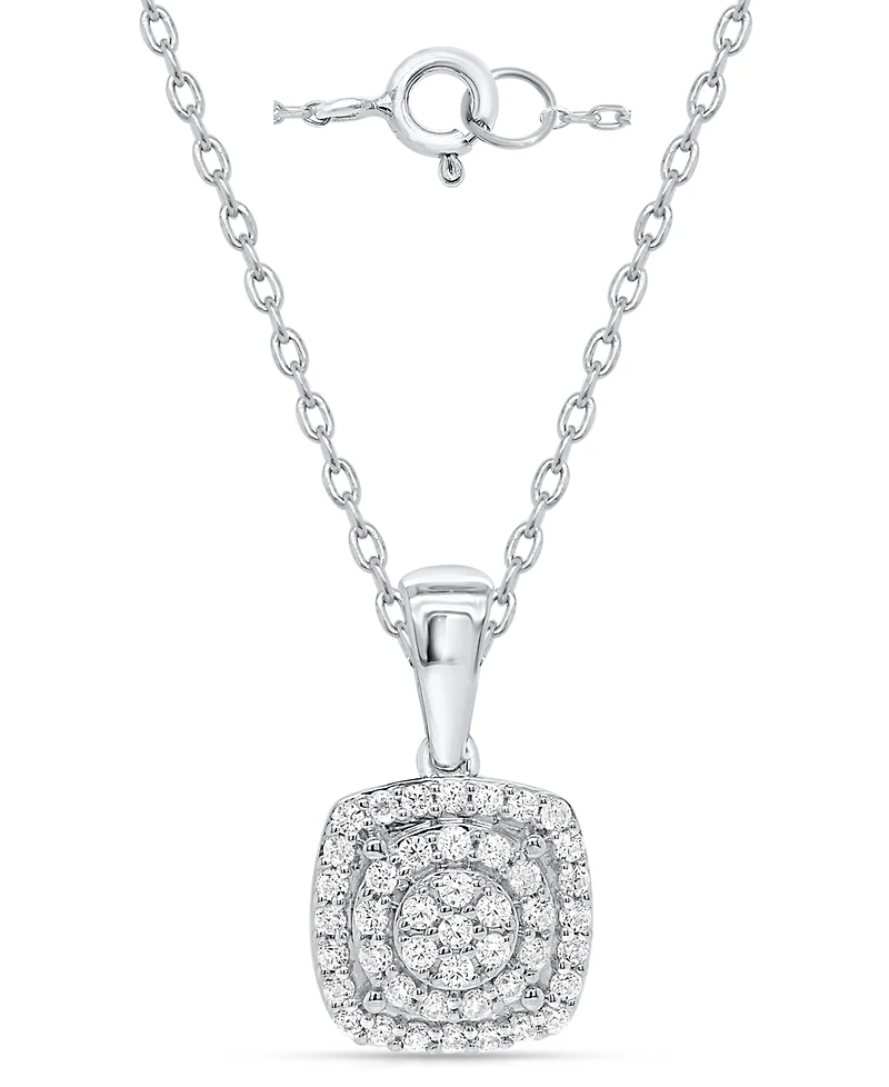 Macy's White Diamond Pendant Necklace (1/4 ct. t.w.) in Sterling Silver