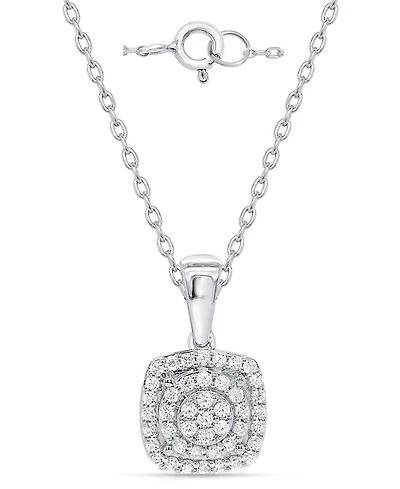 Macy's White Diamond Pendant Necklace (1/4 ct. t.w.) in Sterling Silver