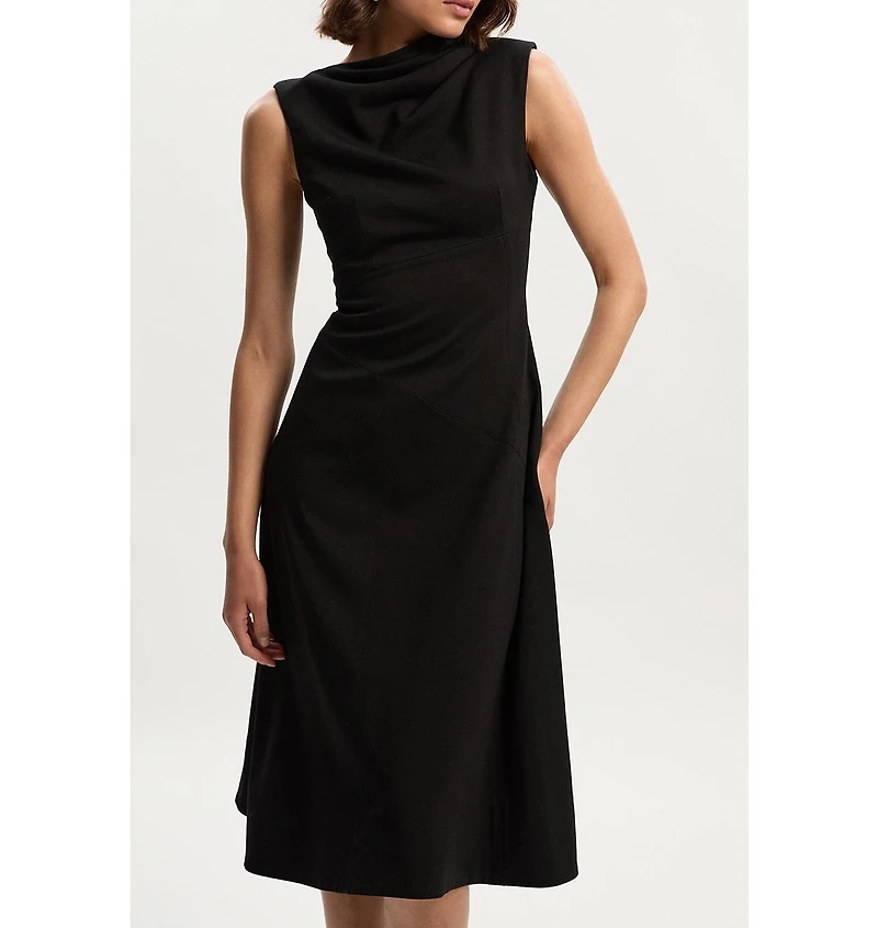 Karen Millen Women's Ponte Asymmetric Midi Dress