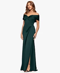 Xscape Petite Long Off-The-Shoulder A-Line Dress